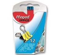 Maped - Clips de Oficina - Caja Abrefácil - 12 Unidades - Tamaño de 15 mm - Pinzas Clip para Papel - Ideal para Sujetar Grandes Cantidades de Hojas - Variedad de Colores
