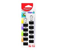Maped - Clips de Oficina - Pack de 10 Unidades - Tamaño de 19 mm - Pinzas Doble Clip para Papel - Ideal para Sujetar Grandes Cantidades de Hojas - Variedad de Colores