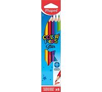 Maped Color'Peps Classic - Lápices de colores vivos, triangulares ergonómicos, conforme a la regulación de los juguetes, estuche de cartón de 6 lápices de madera