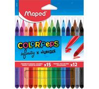 Maped Set de lápices y rotuladores Color'Peps Infinity X Jungle, estuche 15 lápices y 12 colores