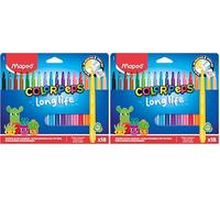 Maped Color'Peps Long Life - Estuche de 18 Rotuladores Lavables, Punta Bloqueada Antihundimiento, No se Secan sin Tapa (Hasta 1 Semana), 18 Colores Vibrantes, Material Escolar de Larga Duración