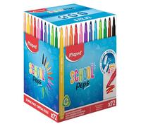 Maped Color'Peps Long Life - Formato Escolar de 72 Rotuladores Lavables, Punta Bloqueada Antihundimiento, No se Secan sin Tapa (Hasta 1 Semana), Pack Ahorro de Larga Duración para el Aula
