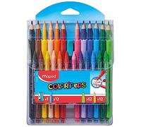 Maped Color'Peps - Lote de 12 lápices de colores + 12 rotuladores Ocean + 12 tizas cera + 1 sacapuntas de colores, colores vivos y duraderos, innovación y calidad