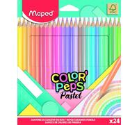 Maped Estuche Color'Peps Pastel – 24 lápices de madera FSC, triangular ergonómico, tonos suaves