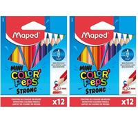 Maped Color'Peps Strong Mini - Lápices de colores ergonómicos triangulares, mina especialmente estable de 3,2 mm, 12 unidades (Paquete de 2)