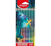 Maped Dragon - Caja de 12 Lápices de Colores para Niños, Lápices de Resina con Cuerpo Triangular Ergonómico, Diseño de Dragón con Escamas, Gran Resistencia, Ideal para el Colegio