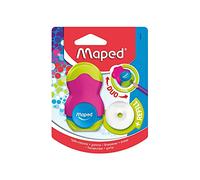 Maped - DUO Sacapuntas Con Goma Loopy - Compartimento para Virutas - Incluye Goma de Recambio - 3 Diseños Combinados