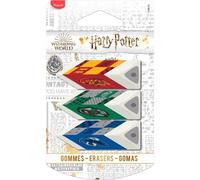 Maped - Goma de Borrar - Colección Harry Potter - Pack con 3 Unidades - Gomas de Borrar con Forma Piramidal - Agarre Sencillo - · Diseños de las Casas de Hogwarts