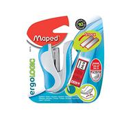 Maped - Grapadora de Oficina - Ergologic Mini 26/6 - Grapadora Manual - Zona de Apoyo Blanda - Compatible con Grapas 24/6 y 26/6 - Profundidad de Grapado de 27 mm - 3 Colores