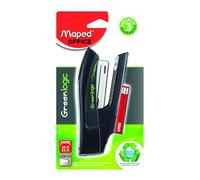 Maped - Grapadora de Oficina - Greenlogic Half Strip - Color Negro - Grapadora Manual - Compatible con Grapas 24/6 y 26/6 - Profundidad de Grapado de 53 mm - TIrador de Metal