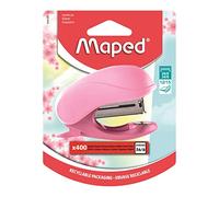 Maped - Grapadora Mini Vivo Rose Pastel + 400 grapas 26/6 - Cuerpo de material reciclado, con extractores incorporados - Compatible con grapas 24/6 y 26/6 - Conecta hasta 15 hojas