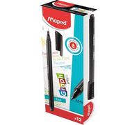 Maped Graph'Peps, Extrafino Negro 12pieza(s) - Rotulador Extrafino, Negro, Punta redonda, Metal, 0,4 mm