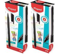 Maped Graph'Peps, Extrafino Negro 12pieza(s) - Rotulador Extrafino, Negro, Punta redonda, Metal, 0,4 mm (Paquete de 2)
