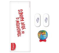 Maped - Juego de 1 sacapuntas de globo y 2 gomas de borrador blanco al tacto suave que garantiza suavidad y comodidad de uso