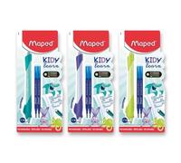 Maped Kidy Learn - Set de Bolígrafo Borrable para Niños + 2 Recambios Gratis, Diseño Ergonómico con Goma Integrada, Bolígrafo de Aprendizaje de Escritura Recargable, Pack Especial Vuelta al Cole