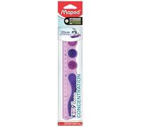 Maped Kidy Learn - Regla de 20 cm Irrompible y Flexible, Sistema de Agarre con Zonas Táctiles para Mayor Concentración, Regla Escolar de PET con Graduación de Alto Contraste, Color Morado