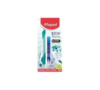 Maped Kidy Learn - Set de Bolígrafo Borrable para Niños + 2 Recambios Gratis, Diseño Ergonómico con Goma Integrada, Bolígrafo de Aprendizaje de Escritura Recargable, Pack Especial Vuelta al Cole