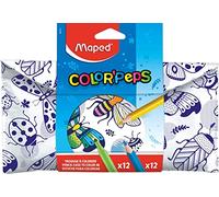 Maped – Kit de coloreado Color'Peps 24 piezas: 12 rotuladores punta media y 12 lápices triangulares