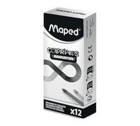 Maped - Lápices de Colores - Colección Color'Peps Infinity - 12 Unidades de Color Negro - Duran 10 Veces Más - Sin Necesidad de Afilar - Agarre Triangular Ergonómico - 0% Desperdicio 100% ECO