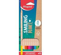 Maped - Lápices de Colores - Colección Smiling Planet - Estuche de 12 Unidades -