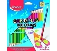 MAPED LÁPICES DE COLORES DUO COLOR´PEPS BICOLOR SURTIDOS EN ESTUCHE DE 24 - Pack de 12 unidades - 829602FC