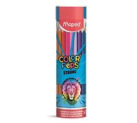 Maped - Lápices de colores Strong Color'Peps - 36 lápices de colorear ultra resistentes y ergonómicos - Tubo de metal