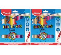 Maped Lapices de colores triangulares caja de 24 unidades colores surtidos (Paquete de 2)