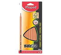 Maped - Lápices de Grafito - Colección Black Peps Clásico Extremo Pintado - Pack con 10 Lapiceros de Madera HB - Minas Resistentes y Fáciles de Afilar - Agarre Ergonómico