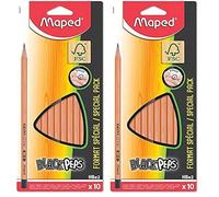 Maped - Lápices de Grafito - Colección Black Peps Clásico Extremo Pintado - Pack con 10 Lapiceros de Madera HB - Minas Resistentes y Fáciles de Afilar - Agarre Ergonómico (Paquete de 2)