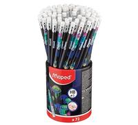 Maped - Lápices de grafito Deepsea - Lápices de papel HB punta de goma - Forma triangular ergonómica - Mina resistente - Bote X72