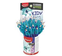 Maped Lápices para Niños - Lápiz Grafito PLAS HB con Goma + Accesorio Ergonómico - Colores Madera - Bote x22