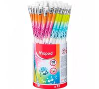 Maped lápiz de grafito mini cute hb c/goma de borrar surtido multicolor -bote expositor 72u-