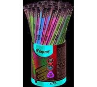 Maped lapiz de grafito plastico glitter deco hb con goma 72 colores su