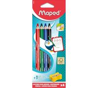 Maped Marker’Peps, Pack De 4 Lápices Para Pizarra Blanca + Sacapuntas, Escribe Y Borra Fácilmente, Lapiceros Infantiles Con Cuerpo Grueso Y Agarre Cómodo, Material Escolar Para Niños