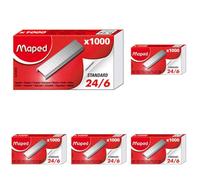 Maped - Material de Oficina - Grapas 24/6 en Caja Compacta - 1000 Unidades - Sistema para Comprobar Compatibilidad con Grapadora - Resultados Profesionales (Paquete de 5)