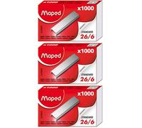 Maped - Material de Oficina - Grapas 26/6 en Caja Compacta - 1000 Unidades - Sistema para Comprobar Compatibilidad con Grapadora - Resultados Profesionales (Paquete de 3)