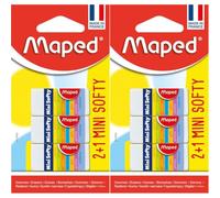 Maped - Material Escolar - Goma de Borrar Mini Softy - Pack con 3 Unidades - Textura Suave - Tamaño Compacto Ideal para Estuches - Funda de Cartón - 18 x 12,5 x 39 mm (Paquete de 2)