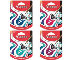 Maped - Material Escolar - Sacapuntas Clean Grip - Sacapuntas con Depósito - 1 Orificio para Afilar - Apertura y Cierre Automático - Gran Capacidad de Reserva - 5 Colores Diferentes