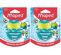 Maped - Material Escolar - Sacapuntas Croc Croc Hipo - Sacapuntas con Depósito Extensible - 1 Orificio para Afilar - Fácil Apertura de Depósito - Diseño Lúdico con Forma de Hipopótamo (Paquete de 2)
