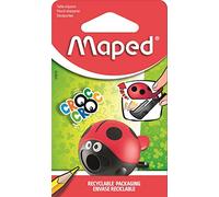 Maped - Material Escolar - Sacapuntas Croc Croc - Sacapuntas con Depósito - 1 Orificio para Afilar - Fácil Apertura de Depósito - Diseño Lúdico en Color Rojo y Negro