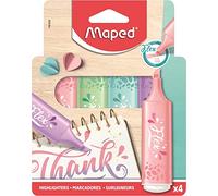 Maped - Material Escolar - Subrayadores Flex - Disponible en Morado, Azul, Verde y Rosa - Colores Pastel - Marcadores de Punta Biselada Flexible - Trazo de 1 a 5 mm