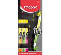 Maped - Material Escolar - Subrayadores Fluo Duo - Dos Puntas de Colores Distintos - Punta Biselada con Trazo de 1 a 5 mm - Gran Vida Útil - Disponible en Amarillo, Rosa, Verde y Naranja
