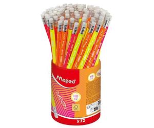 Maped Neon Lápices De Colores HB#2 Con Goma, Estuche Con 72 Unidades, Material Escolar Para Niños Y Adultos, Lápices Resistentes, Ideales Para Escribir, Dibujar Y Colorear En El Colegio O En Casa