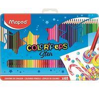 Maped Lápices de colores en caja metálica, 48 colores, diseño lúdico y caja resistente