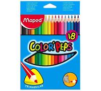 Maped – Lápices de colores madera estuche 18 pinturas, caja de cartón, tonos vibrantes