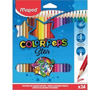 Maped, Pinturas de Madera, Lápices de Colores Estuche, 24 Pinturas con Presentación en Caja de Cartón, Tonos Vibrantes