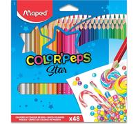 Maped - Pinturas de Madera - Lápices de Colores Estuche - 48 Pinturas con Presentación en Caja de Cartón - Colores Vibrantes - Acabado