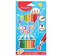 Maped Lápices de colores Jumbo – 12 en caja de cartón, mina blanda y empuñadura gruesa