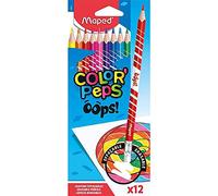Maped – Lápices de colores – Oops – 12 pinturas borrables, goma trasera, ergonómico