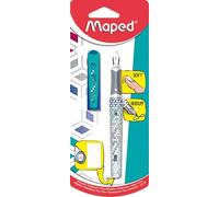 Maped - Pluma estilográfica con tinta de cartucho, color azul con tinta recargable, diseño ergonómico y hermosa escritura, color azul